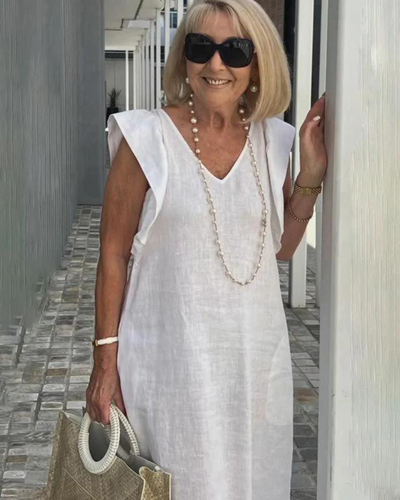 Lena | Elegantes ärmelloses Kleid aus Baumwollleinen