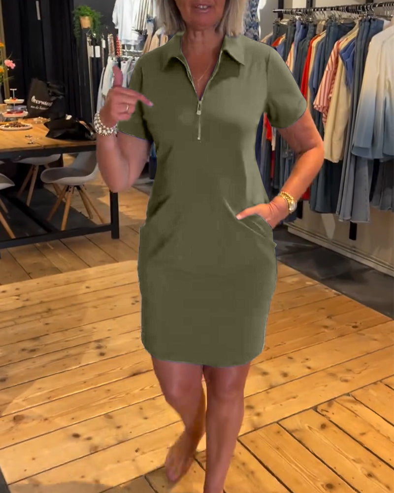 MIRAVO | Kurzes Reißverschlusskleid mit Reverskragen