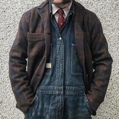 Mario | Klassisch kariertes Revers Lose Jacke