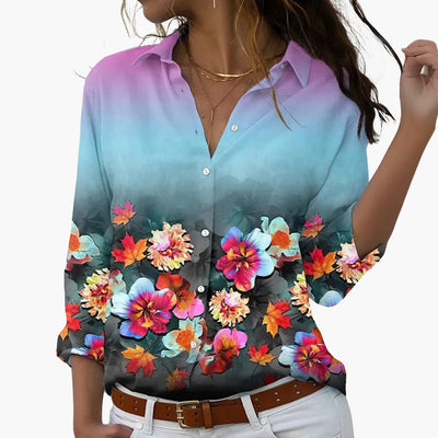 Blumen Colorblock Bluse für Damen - Stilvoll & Bequem
