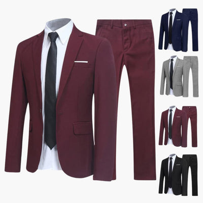 2-teiliges Anzug Set - Slim Fit Herrenanzug für Business Look