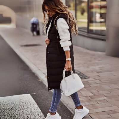 Weste Damen Mit Kapuze | Knielange Steppoptik