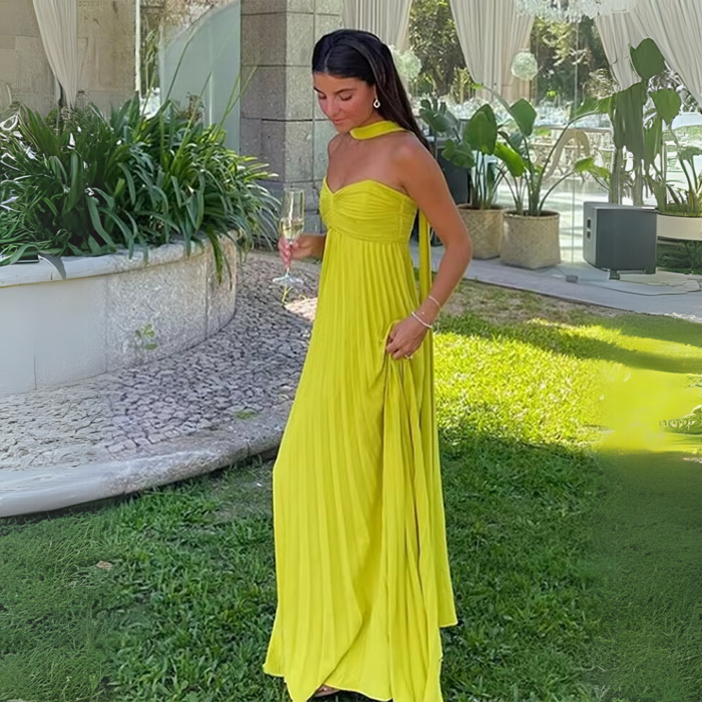 Melista – Elegantes Langes Plissee Kleid