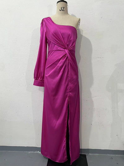 Clara – Einseitiges, geteiltes Kleid mit langen Ärmeln für Damen