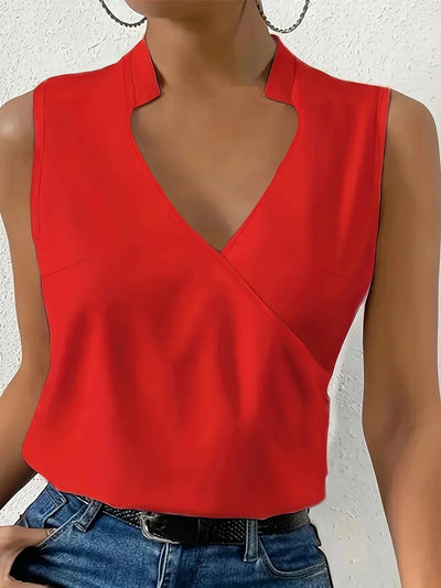 Cebulska – Elegante Ärmellos Surplice Bluse