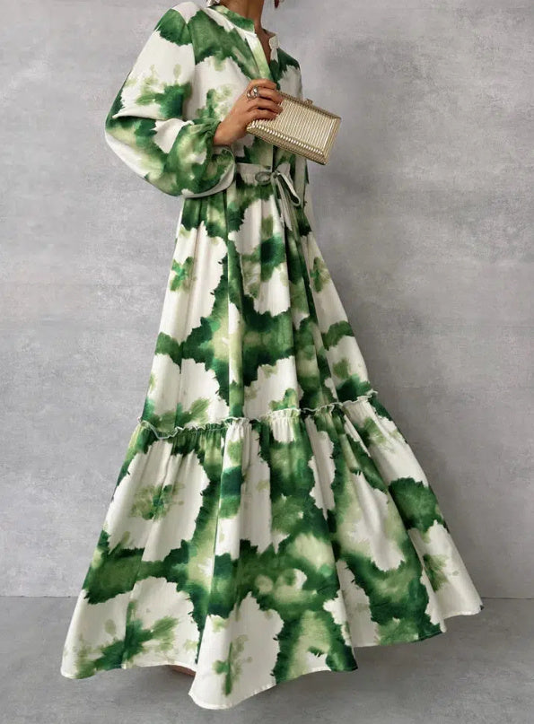 Damen Boho Maxikleid mit V-Ausschnitt – Elegantes Freizeitkleid für Alltag und besondere Anlässe