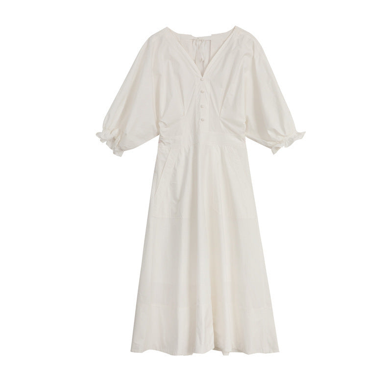 Vanessa – Sommerkleid mit V-Ausschnitt und Puffärmeln