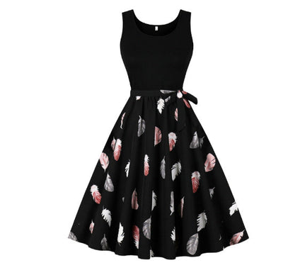 Amelia – Elegantes Kleid mit Spitze und tropischem Druck