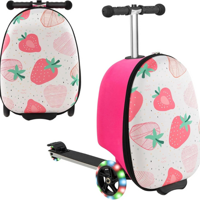 2-in-1 Kinder-Rollerkoffer mit LED-Rädern – Wasserabweisendes Handgepäck für Reise und Spaß, faltbar, für Kinder ab 5 Jahren