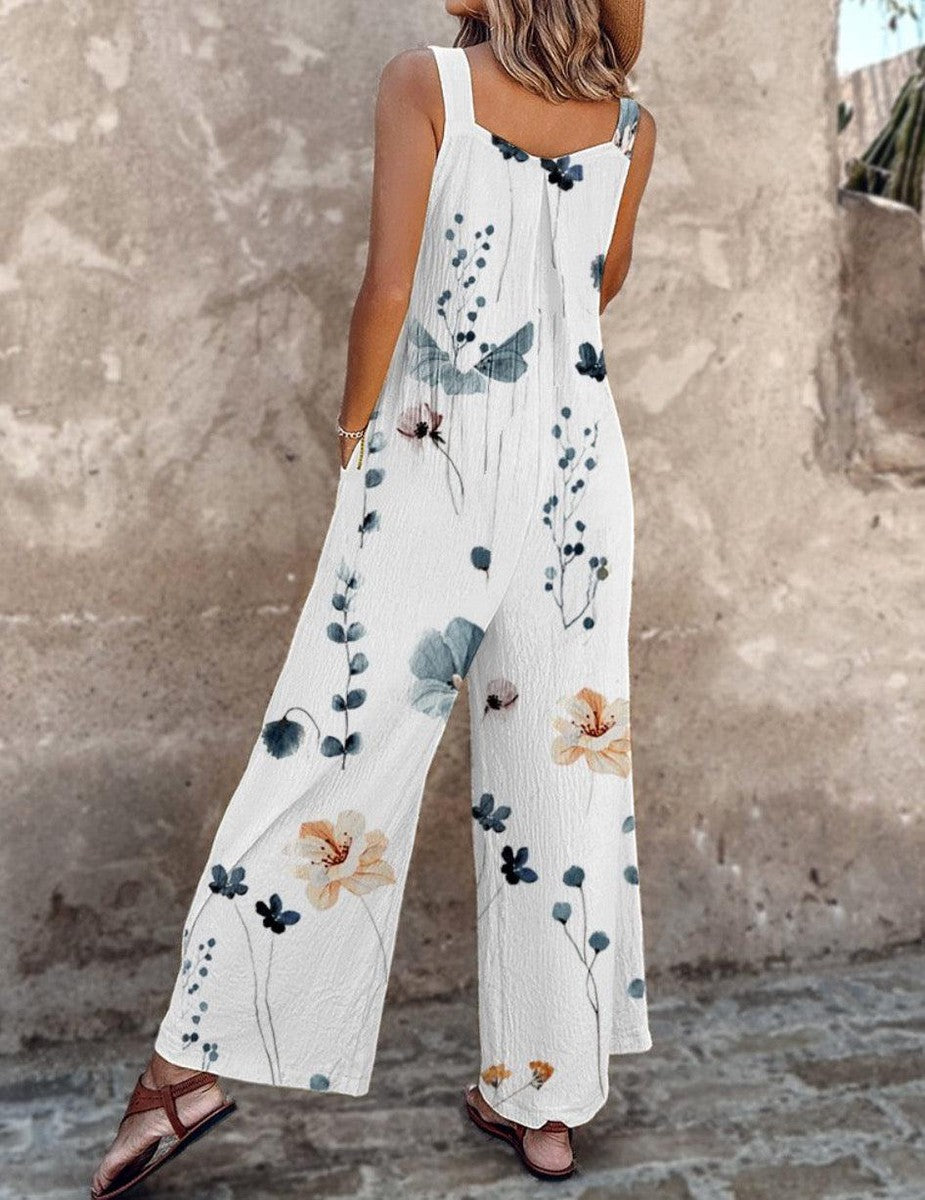 Nerys – Stilvoller Armelloser Jumpsuit Mit Blumen Drucken