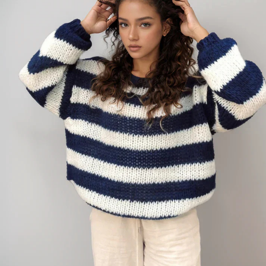 Melina – Gestreifter winter damen Oversize-Pullover