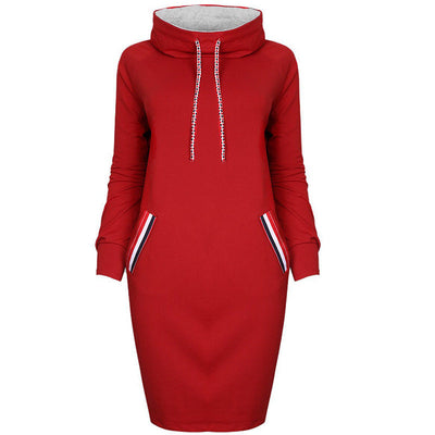 Sandra – Langärmliges Herbst-Winter-Kleid für Damen mit hohem Kragen