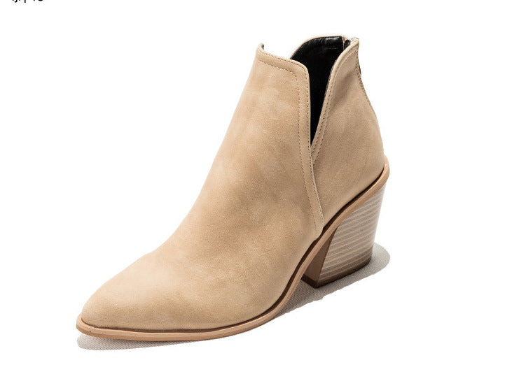 Anna – Kurzstiefel mit Leopardenmuster und hohen dicken Absätzen