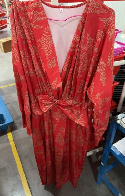 Damen Maxi-Kleid mit geometrischem Muster – Elegantes Business- und Freizeitkleid im Boho-Stil