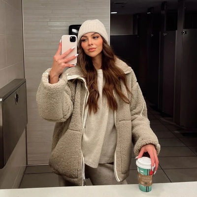 Jena – Kuschelige Teddyjacke mit Reißverschluss