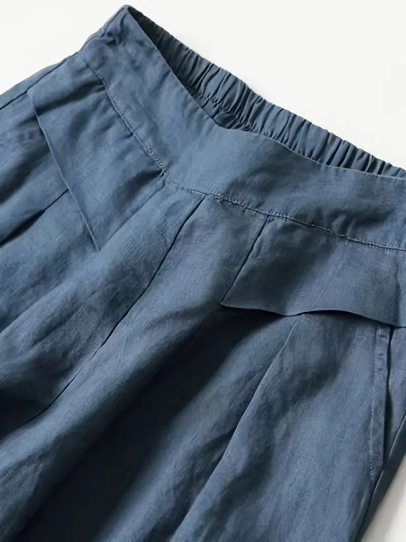 Anina - Weite Beine Leinen Hose