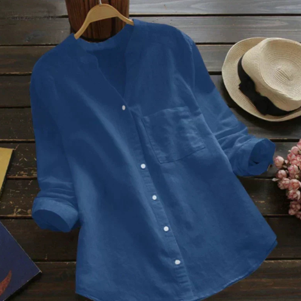 Oline – Klassisches weißes Leinenhemd