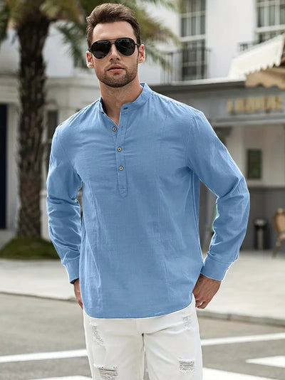 Asher | Leichtes Strandhemd mit Stehkragen & entspannter Eleganz