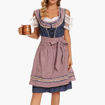 Kariertes Dirndl kleid für Damen - Oktoberfest 2025