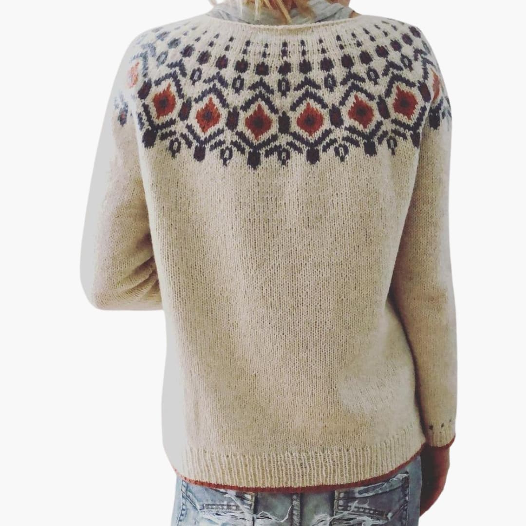 Damen pullover mit Rundhalsausschnitt und geometrischem Muster