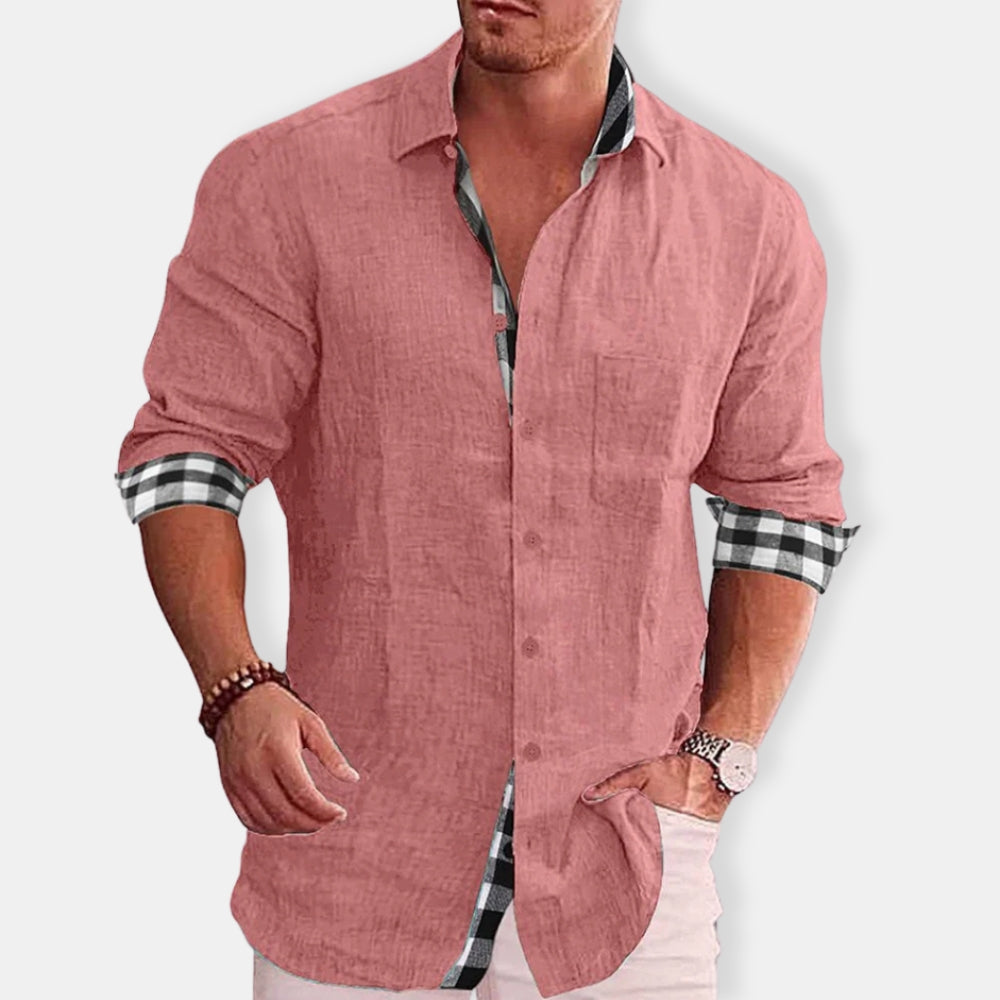 Herren Lässig Knopf Daunen Hemd | Langarm