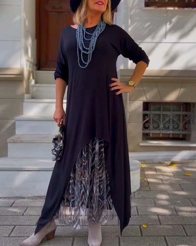 RAFFAELLA | Asymmetrisches Kleid mit langen Ärmeln und Tüll-Effekt-Rock für einen schicken und einzigartigen Look