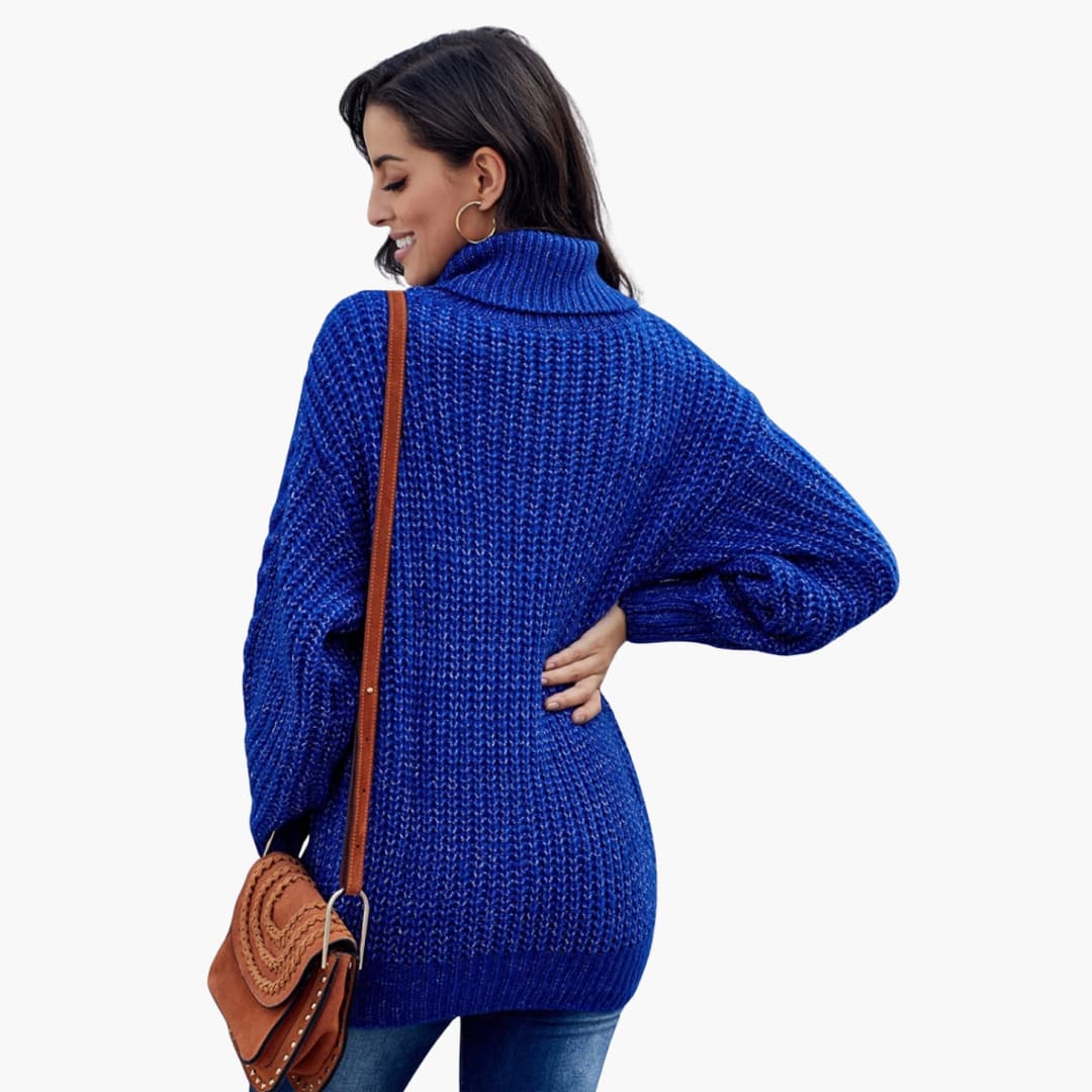 Damen pullover mit Rollkragen und Zopfmuster
