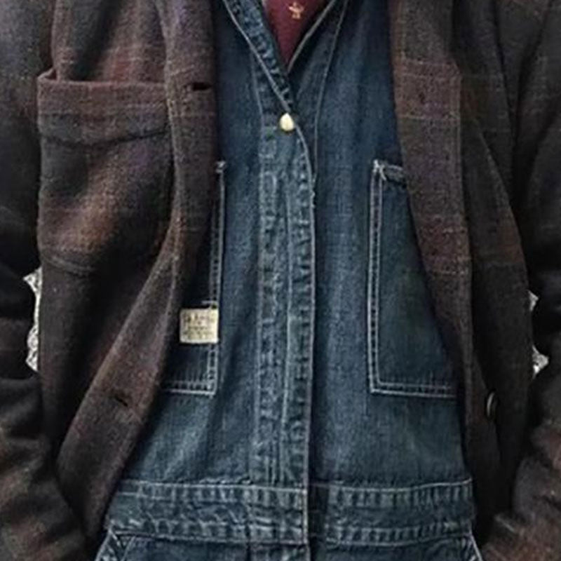 Mario | Klassisch kariertes Revers Lose Jacke