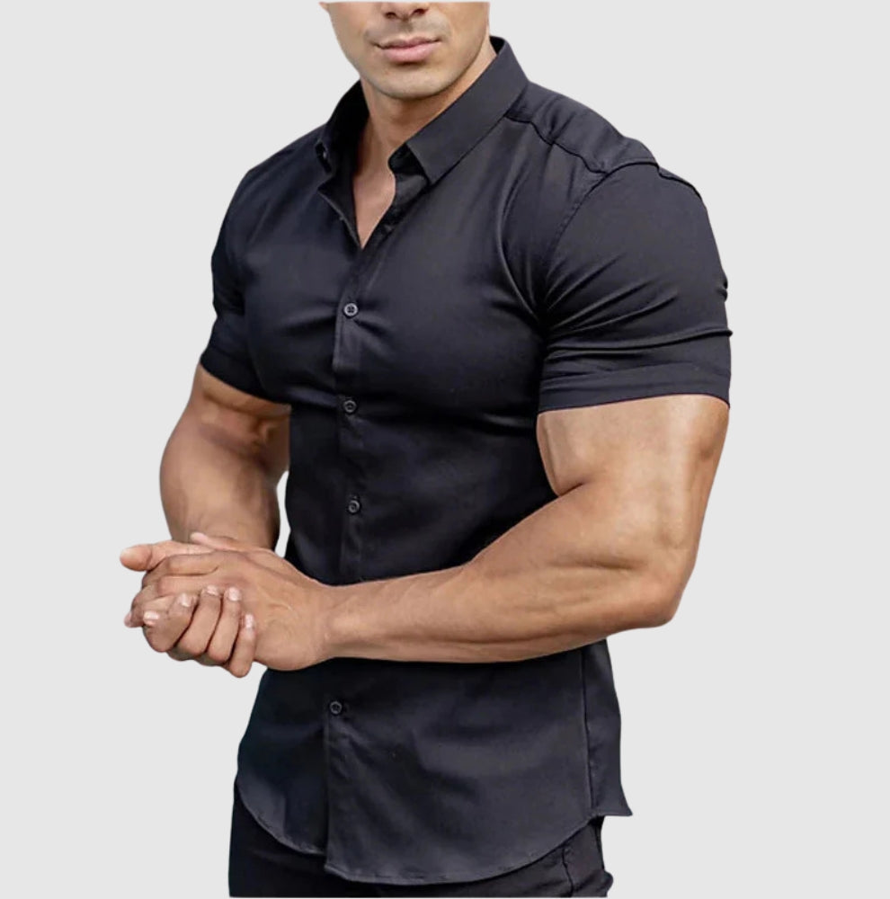 Herren Lässiges Kurzarm Hemd | Slim Fit