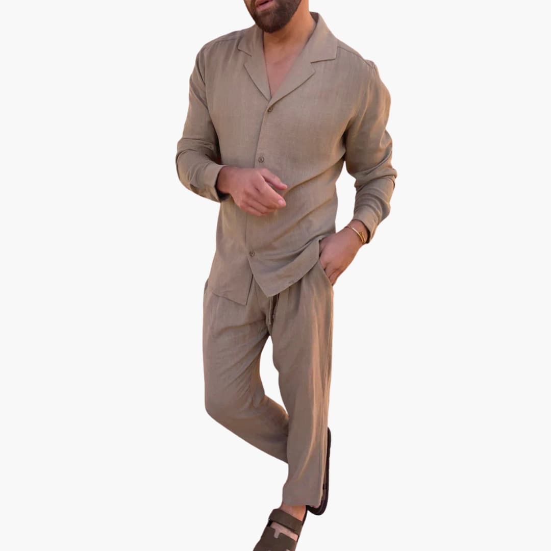 Herren Sommer-Zweiteiler mit Hemd und elastischer Hose