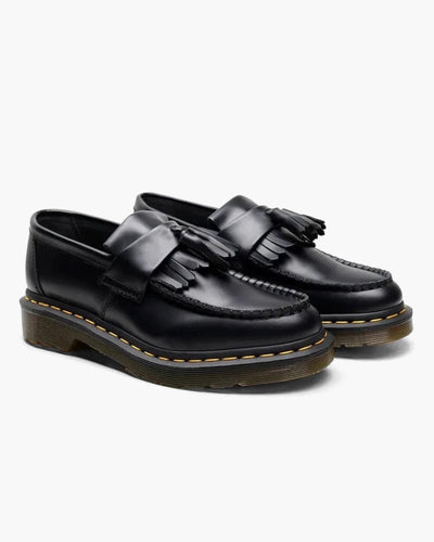 Olivia | Retro-Stil Schwarze Loafer aus Leder mit Fransen
