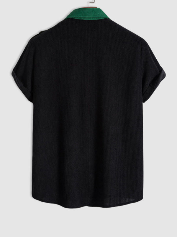 Gusion - Patchwork Kord Hemd mit kurzen Ärmeln