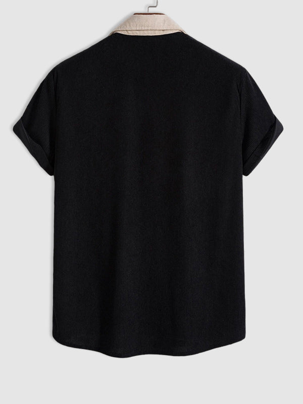 Gusion - Patchwork Kord Hemd mit kurzen Ärmeln