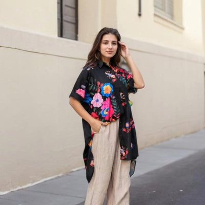 Rossella – Elegantes Hemd Mit Blumen Drucken