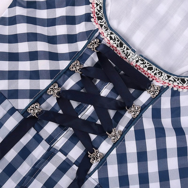 Damen Klassisches Blau Oktoberfest Dirndl Kleid