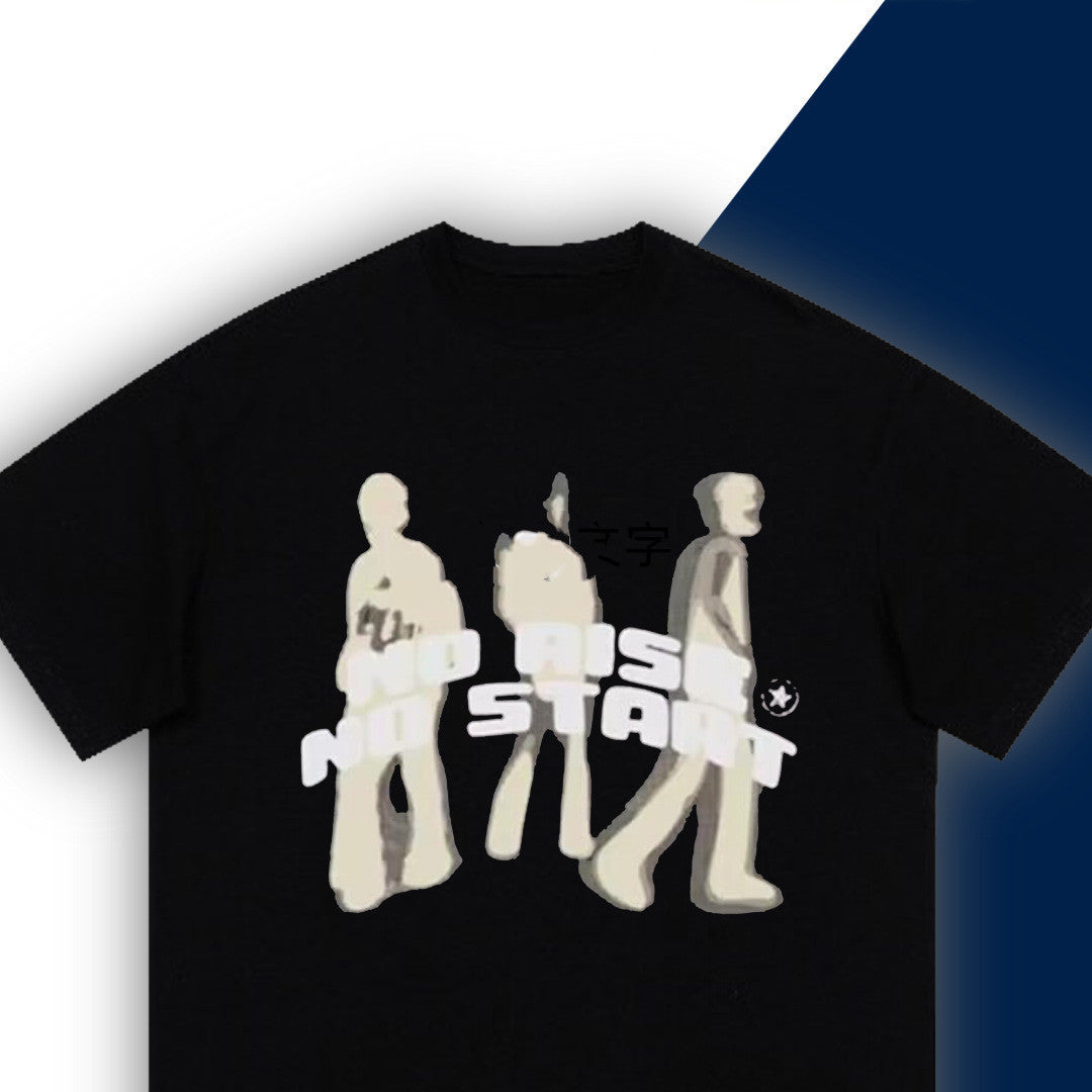 Rowan – Lockere Kurzarm-T-Shirt mit retro abstraktem Porträt