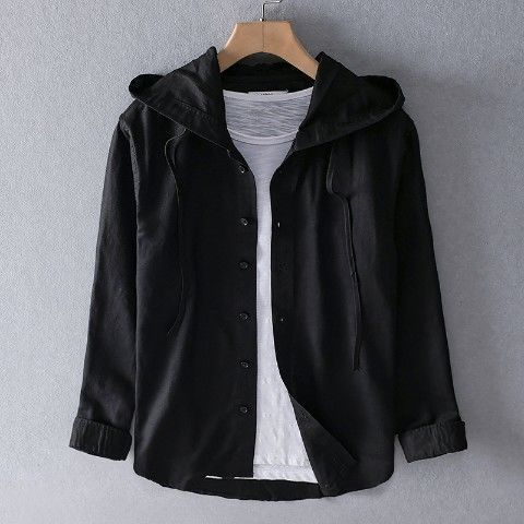 Damen Freizeit Leinen-Hemd mit Kapuze und Streifen – Lässiger Stil für Alltag & Freizeit