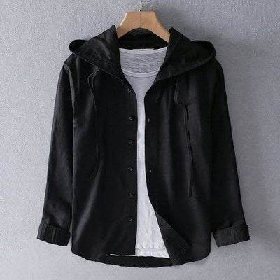 Damen Freizeit Leinen-Hemd mit Kapuze und Streifen – Lässiger Stil für Alltag & Freizeit