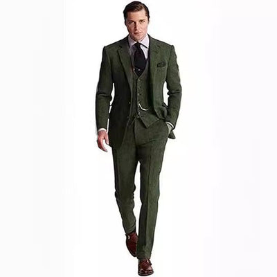 Herren Business Anzug Slim Fit Dreiteiler – Eleganter Herringbone-Look für Büro & Events