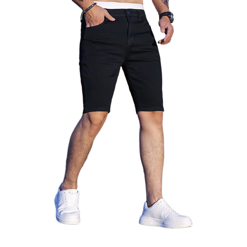 Nathan – Dreifarbige Stretch-Denim-Shorts