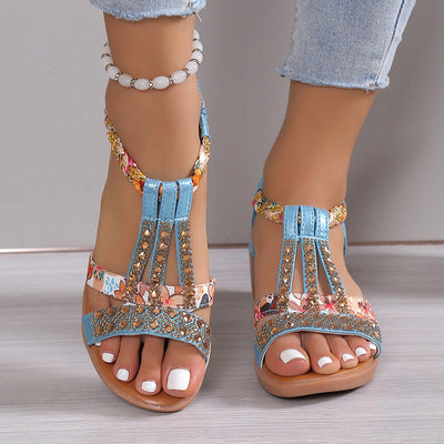 Georgina – Bequeme Wedges Sandalen mit Strass für den Sommer in Übergrößen