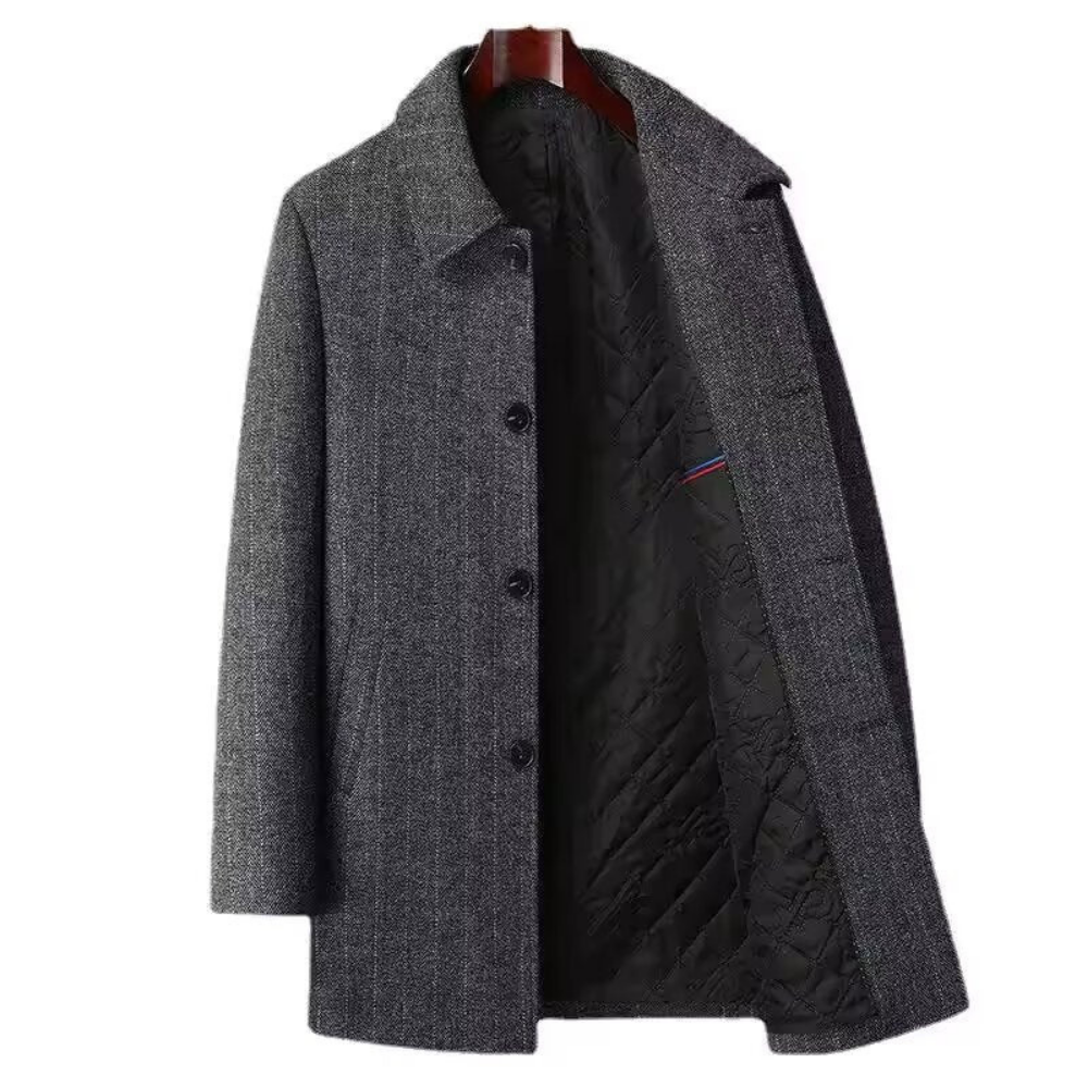 Ezechiel – Herren-Wollmantel mit gesteppter Innenfütterung