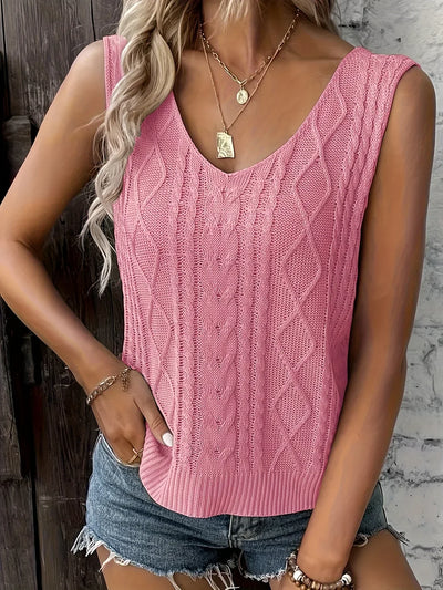 Juno – Lässiges ärmelloses Oberteil Mit V Ausschnitt