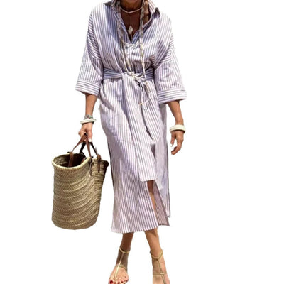 Robyn – Halbärmeliger gestreifter Cardigan mit Schnürung