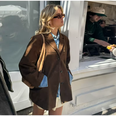 Lizbeth – Zeitloser Oversize-Wildleder-Blazer für einen edlen Look