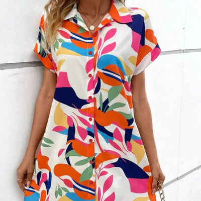 Aby – Sommerliches Hemdblusenkleid mit buntem Print