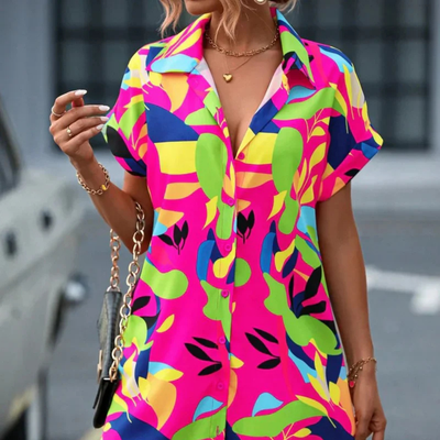 Aby – Sommerliches Hemdblusenkleid mit buntem Print