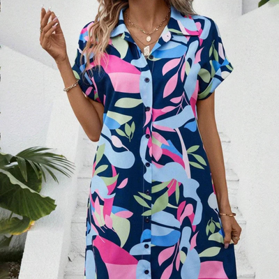 Aby – Sommerliches Hemdblusenkleid mit buntem Print