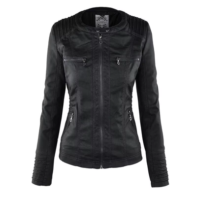 Maja – Stylische Damen-Lederjacke mit Kapuze