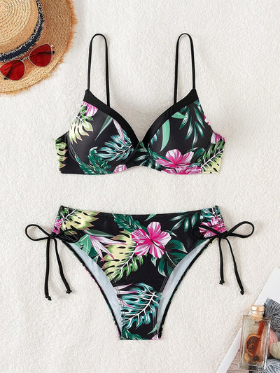 Fiora | Bikini mit Stützstäbchen und tropischem Blumenmuster für den Sommer